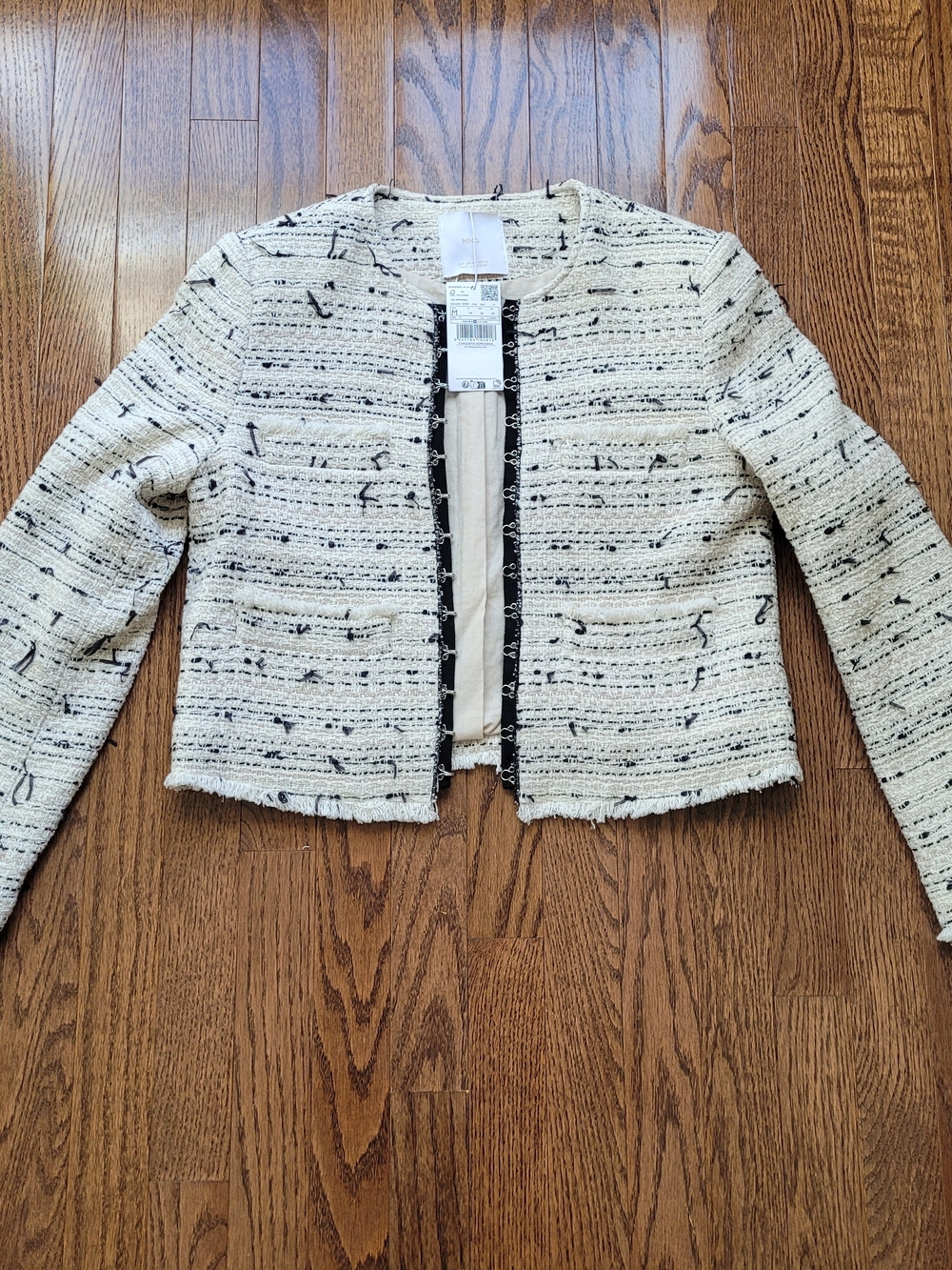 Mango Cream Tweed Cropped Jacket